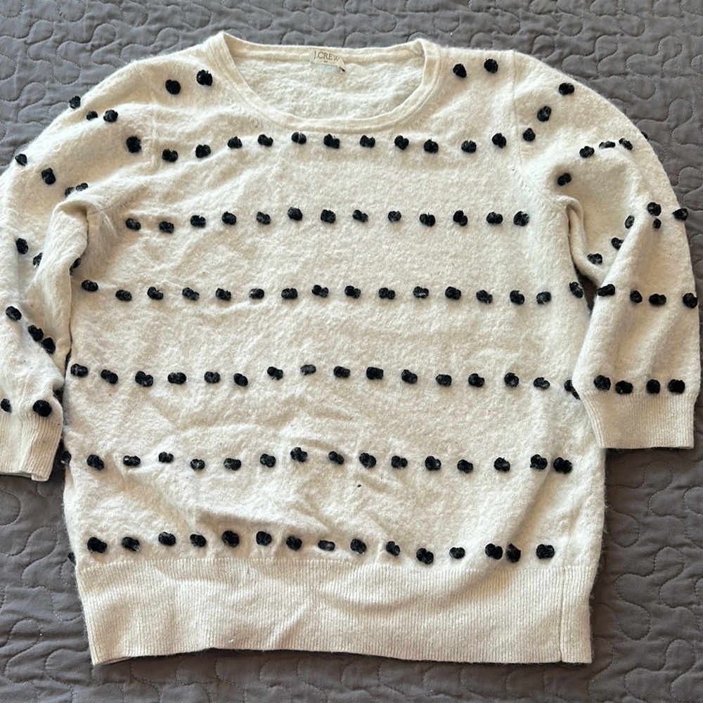 Women's Cream and Black Polka Dot Sweater